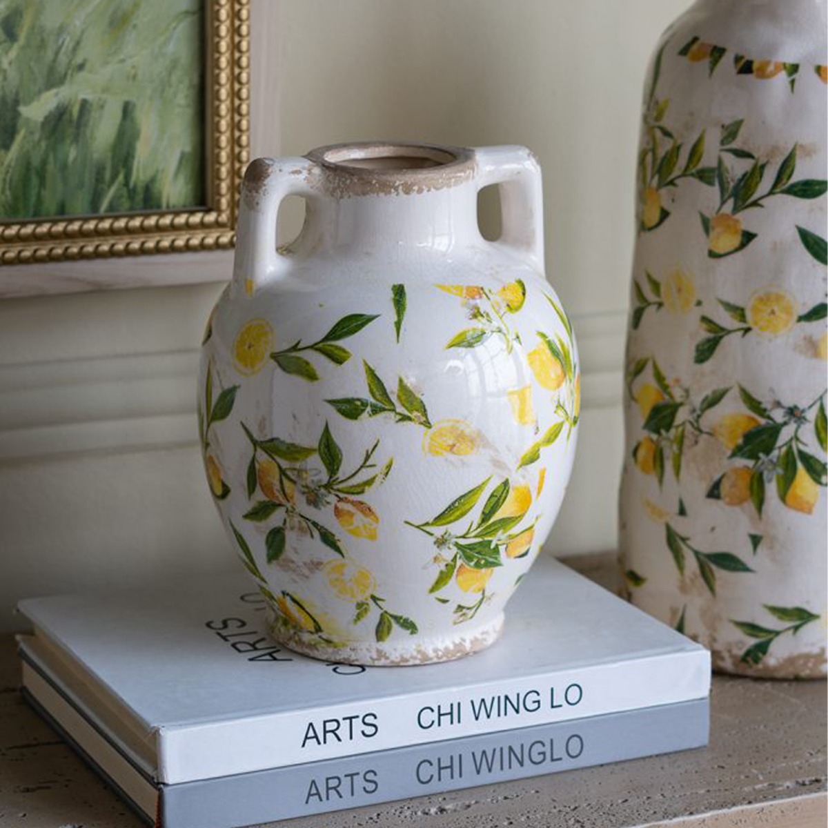 Artekko Lemon Λευκό Κεραμικό Βάζο με Λεμόνια (22x17x17)cm