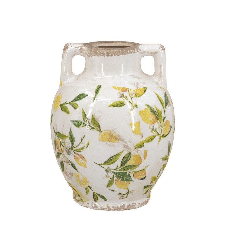 Artekko Lemon Λευκό Κεραμικό Βάζο με Λεμόνια (22x17x17)cm