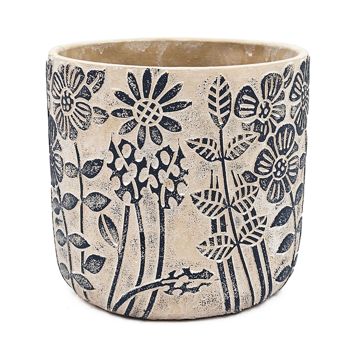 Artekko Cement Μπεζ Τσιμεντένια Διακοσμητικά Κασπώ με Σχέδια (18x18x17)cm 2pcs