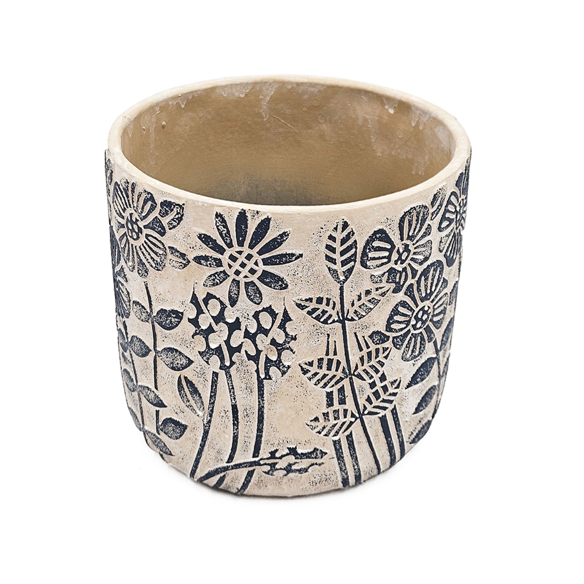 Artekko Cement Μπεζ Τσιμεντένια Διακοσμητικά Κασπώ με Σχέδια (18x18x17)cm 2pcs