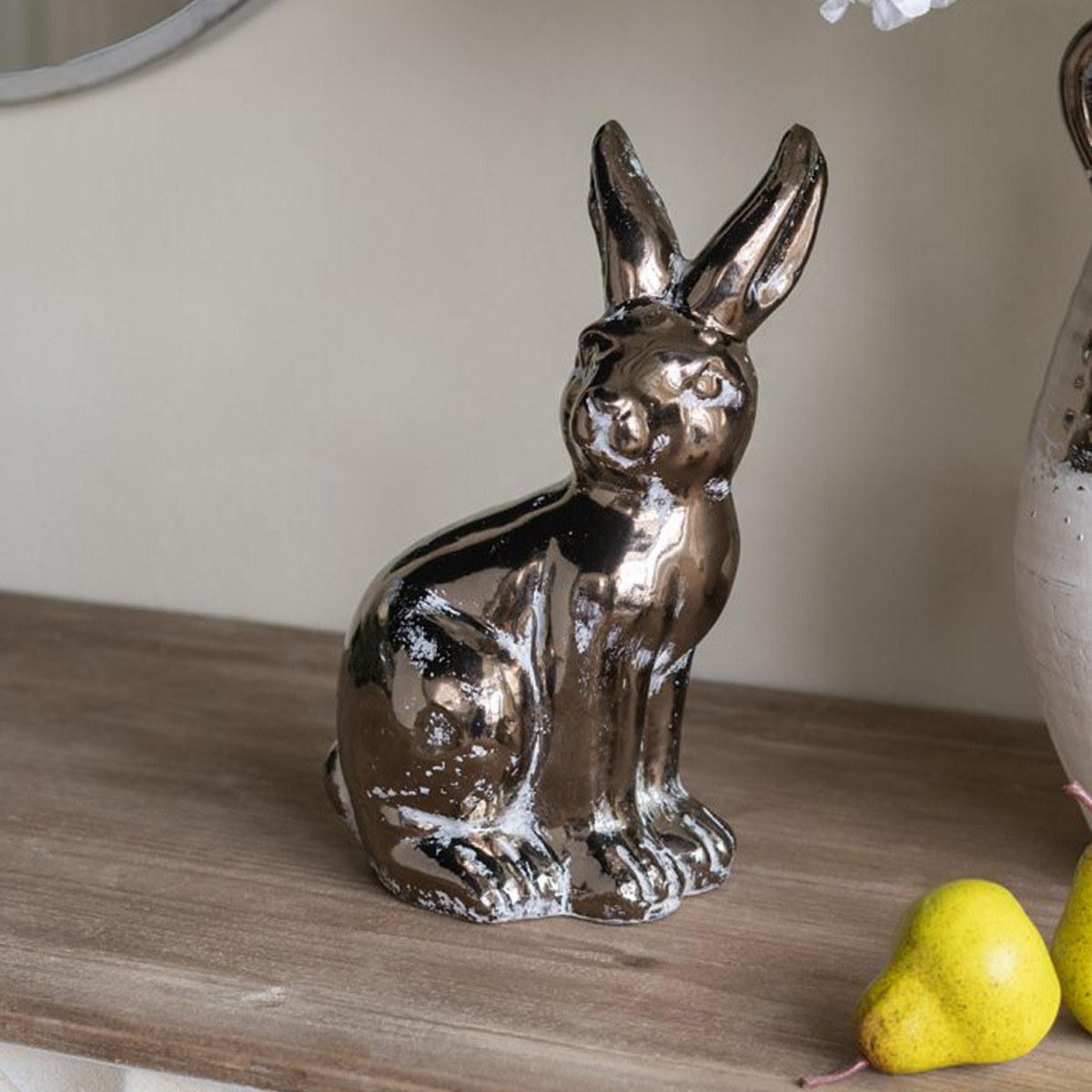Artekko Candia Animal Μπρονζέ Διακοσμητικός Λαγός από Τερακότα (18x11x29)cm