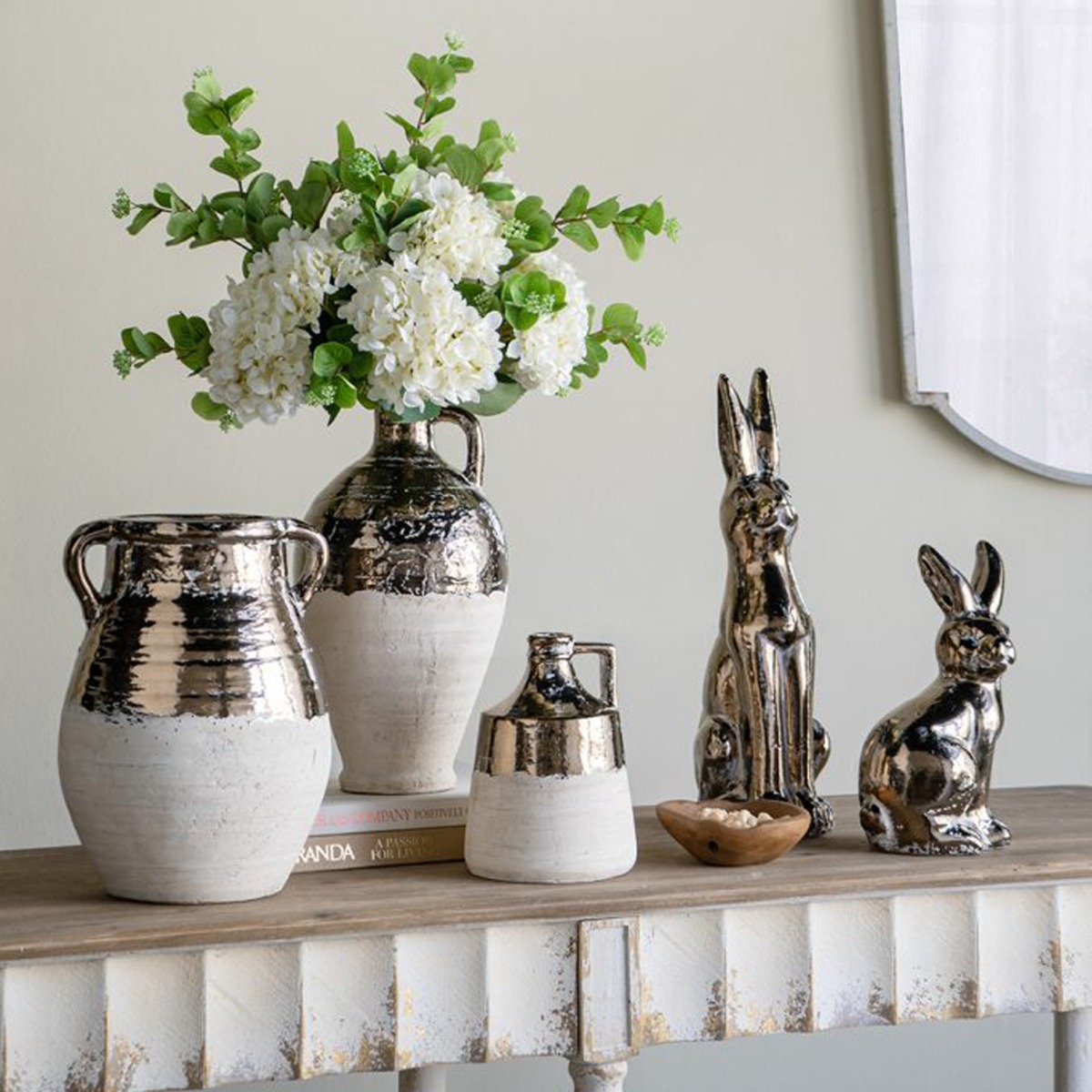 Artekko Candia Animal Μπρονζέ Διακοσμητικός Λαγός από Τερακότα (18x11x29)cm