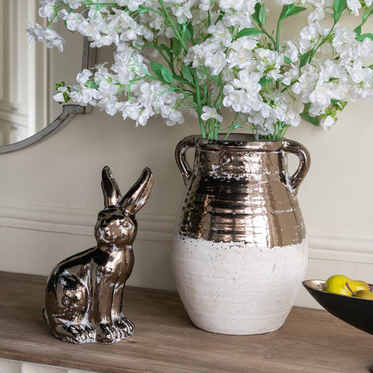 Artekko Candia Βάζο από Τερακότα σε Μπρονζέ με Μπεζ (24.5x24.5x33)cm Artekko Candia Βάζο από Τερακότα σε Μπρονζέ με Μπεζ (24.5x24.5x33)cm