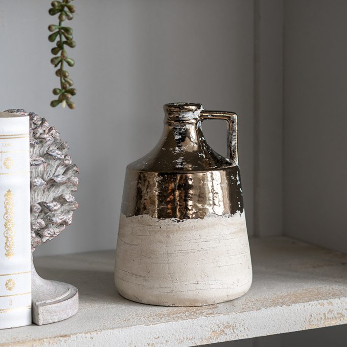 Artekko Candia Δοχείο Βάζο από Τερακότα σε Μπρονζέ με Μπεζ (15.5x15.5x21)cm Artekko Candia Δοχείο Βάζο από Τερακότα σε Μπρονζέ με Μπεζ (15.5x15.5x21)cm