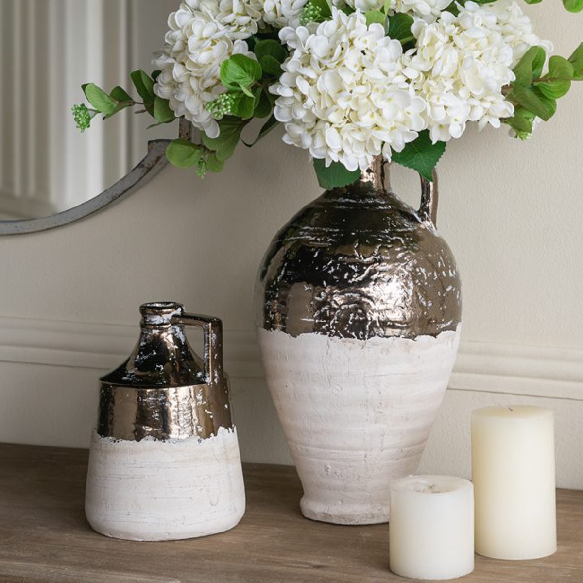 Artekko Candia Δοχείο Βάζο από Τερακότα σε Μπρονζέ με Μπεζ (15.5x15.5x21)cm Artekko Candia Δοχείο Βάζο από Τερακότα σε Μπρονζέ με Μπεζ (15.5x15.5x21)cm