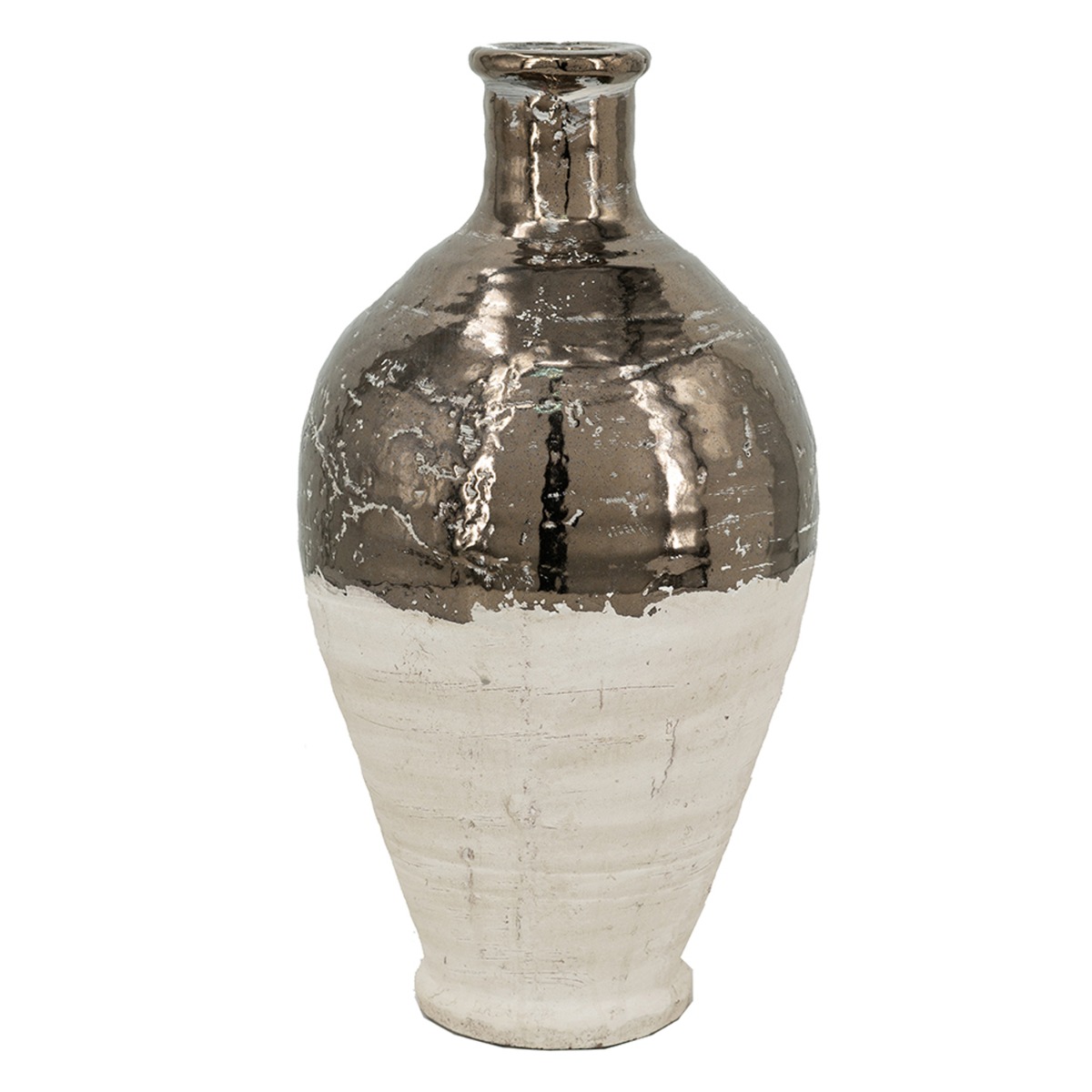 Artekko Candia Βάζο από Τερακότα σε Μπρονζέ με Μπεζ (20x20x38)cm