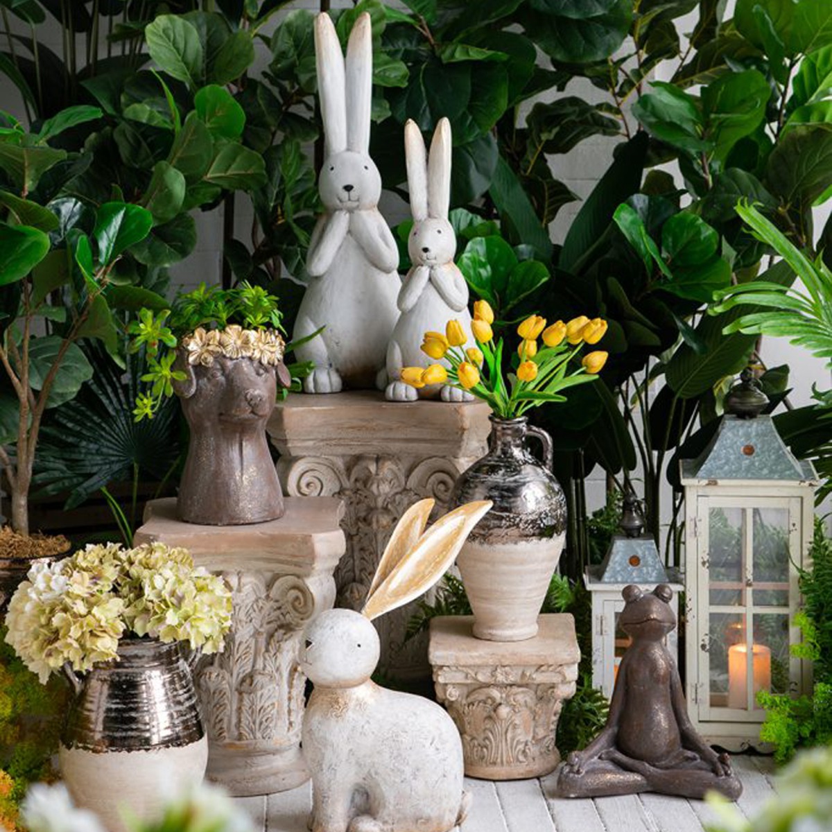 Artekko Candia Βάζο από Τερακότα σε Μπρονζέ με Μπεζ (20x20x38)cm