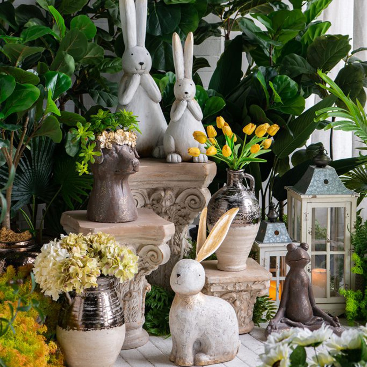 Artekko Candia Βάζο από Τερακότα σε Μπρονζέ με Μπεζ (20x20x38)cm