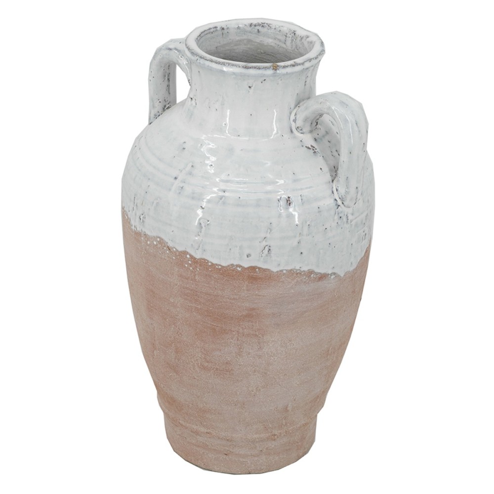 Artekko Candia Βάζο από Τερακότα σε Λευκό με Μπεζ (22x22x40)cm Artekko Candia Βάζο από Τερακότα σε Λευκό με Μπεζ (22x22x40)cm