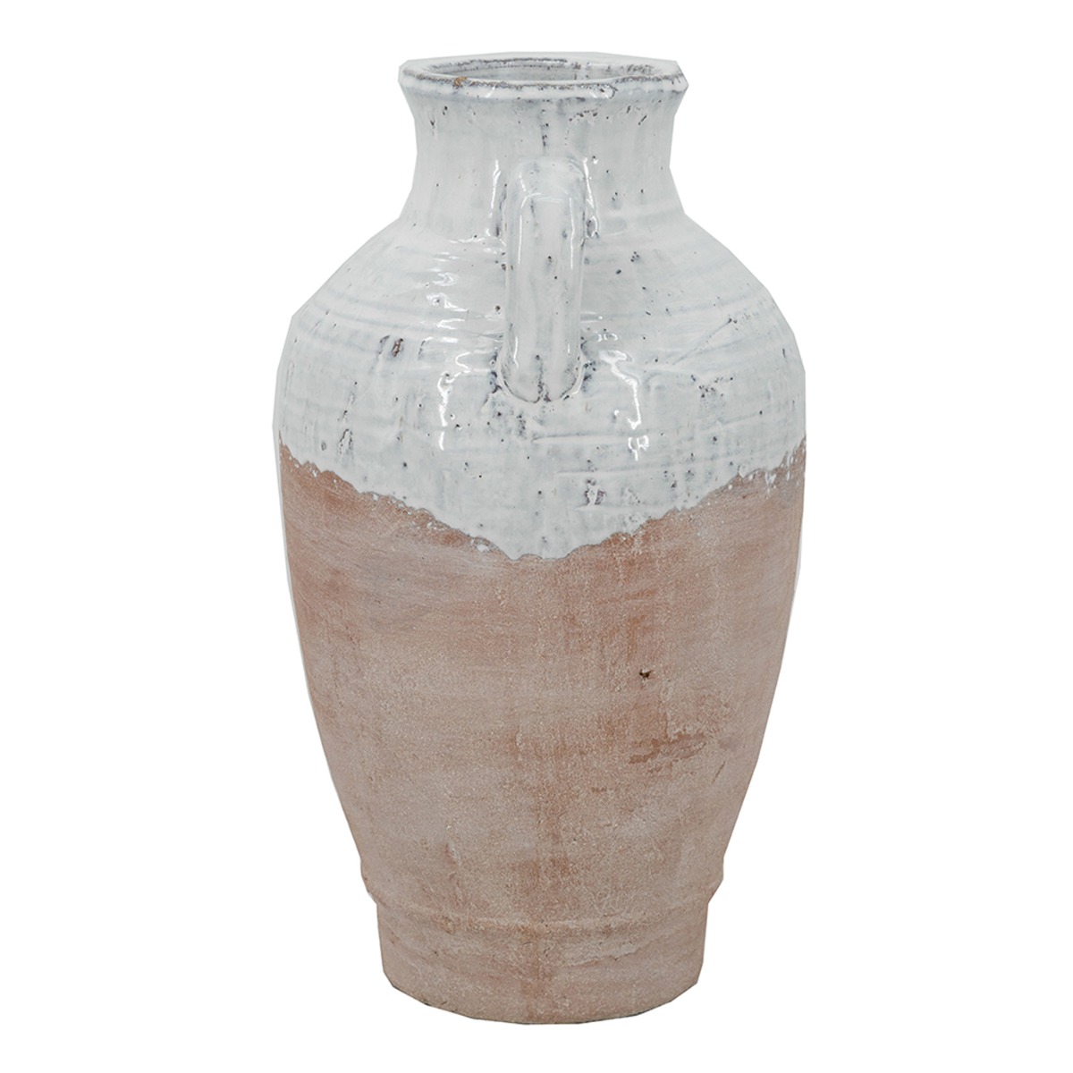 Artekko Candia Βάζο από Τερακότα σε Λευκό με Μπεζ (22x22x40)cm Artekko Candia Βάζο από Τερακότα σε Λευκό με Μπεζ (22x22x40)cm