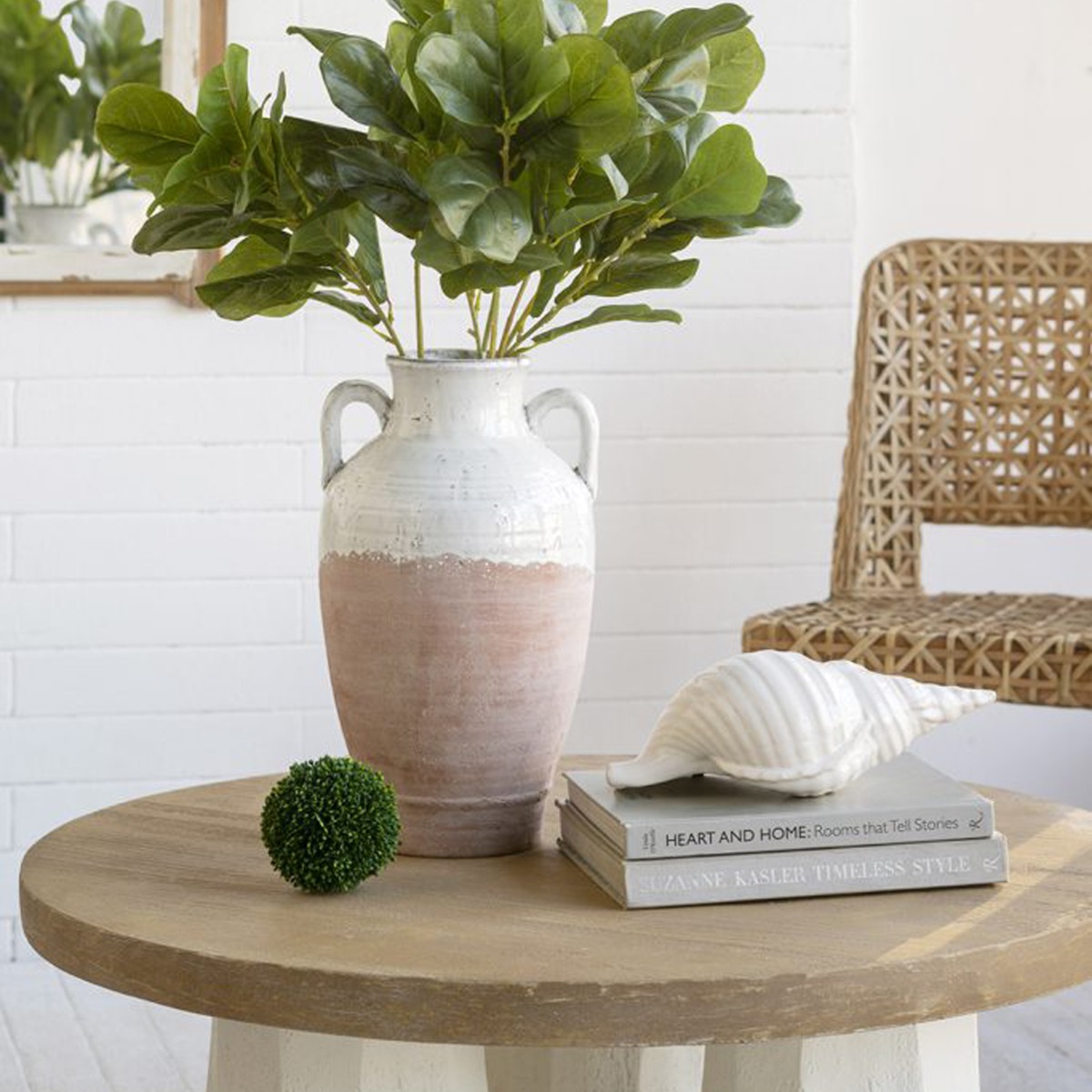 Artekko Candia Βάζο από Τερακότα σε Λευκό με Μπεζ (22x22x40)cm Artekko Candia Βάζο από Τερακότα σε Λευκό με Μπεζ (22x22x40)cm