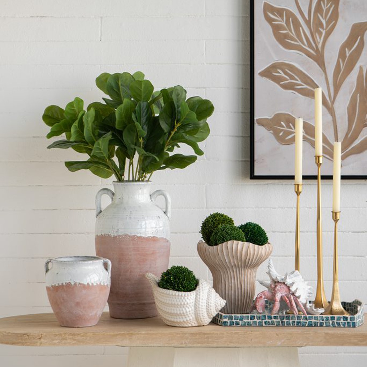 Artekko Candia Βάζο από Τερακότα σε Λευκό με Μπεζ (22x22x40)cm Artekko Candia Βάζο από Τερακότα σε Λευκό με Μπεζ (22x22x40)cm