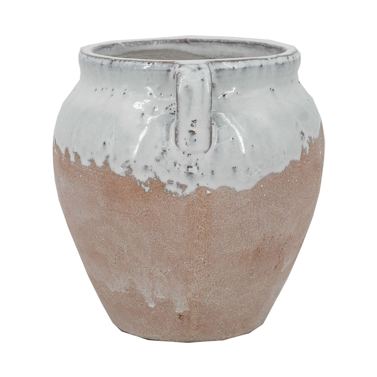 Artekko Candia Βάζο από Τερακότα σε Λευκό με Μπεζ (20x19x19)cm