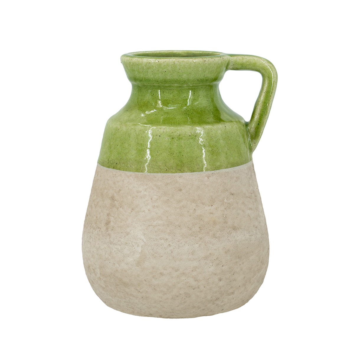 Artekko Candia Πράσινο Κεραμικό Βάζο με Μπεζ (15.5x14.5x20)cm