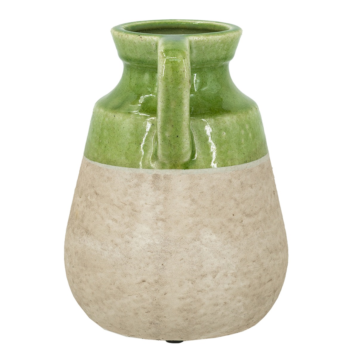 Artekko Candia Πράσινο Κεραμικό Βάζο με Μπεζ (15.5x14.5x20)cm