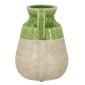 Artekko Candia Πράσινο Κεραμικό Βάζο με Μπεζ (15.5x14.5x20)cm