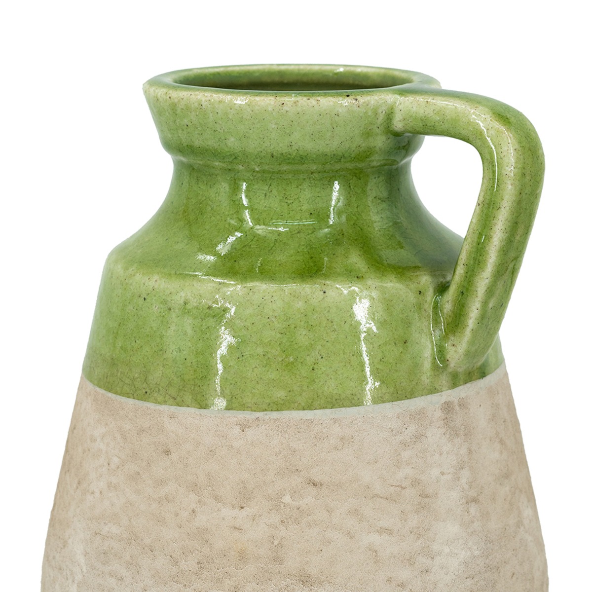 Artekko Candia Πράσινο Κεραμικό Βάζο με Μπεζ (15.5x14.5x20)cm