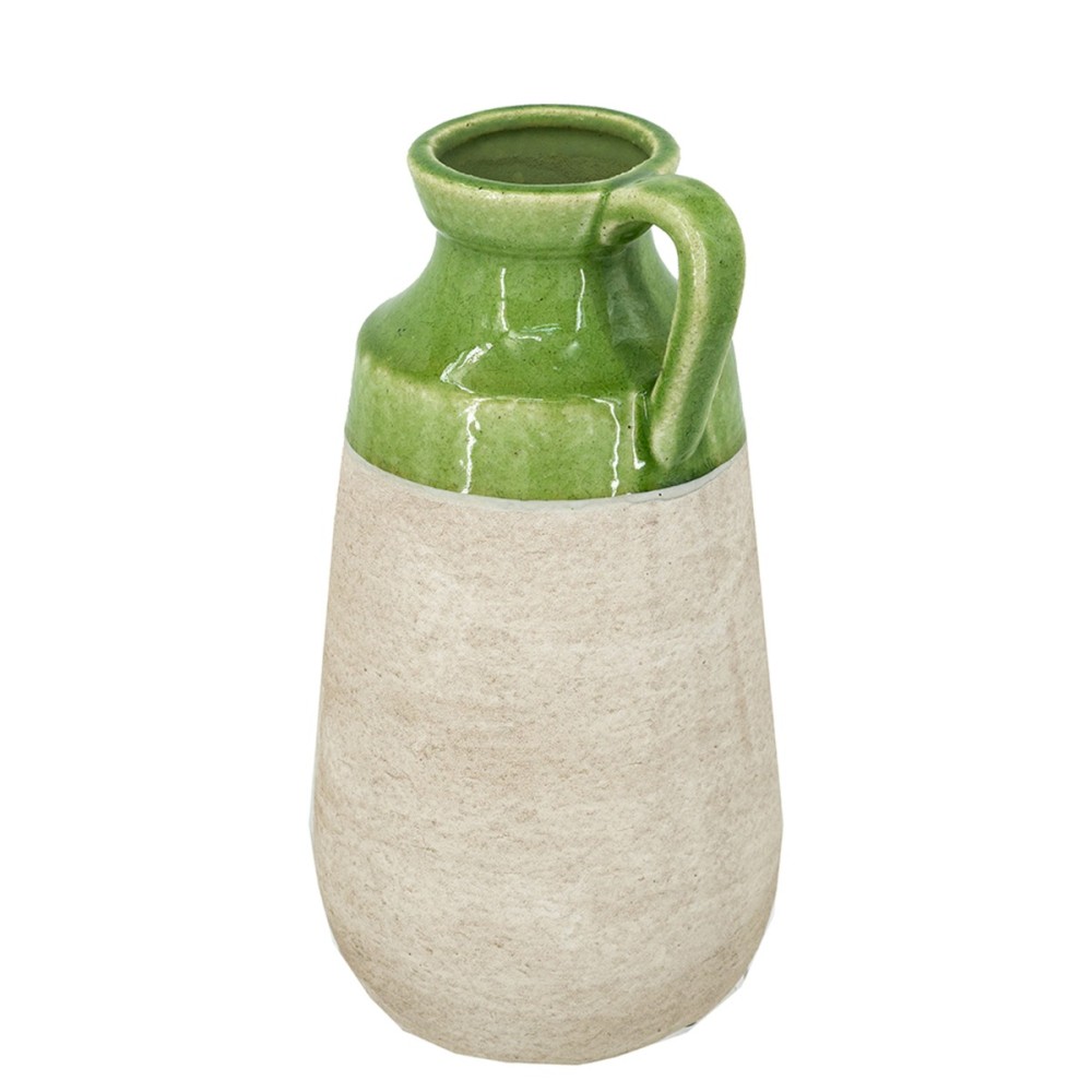 Artekko Candia Πράσινο Κεραμικό Βάζο με Μπεζ (15.5x14.5x30)cm
