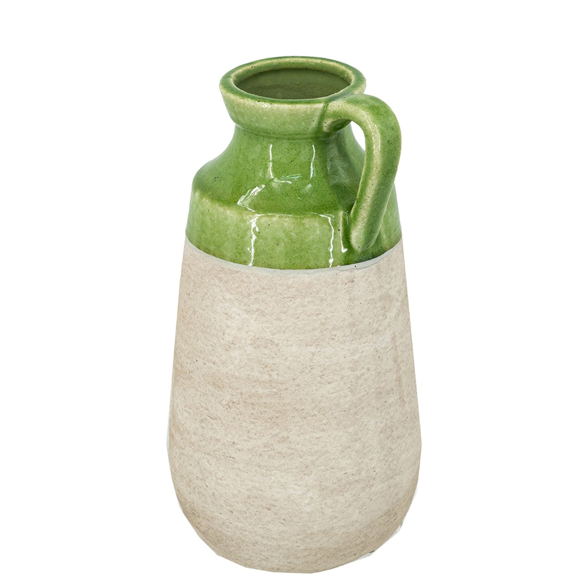 Artekko Candia Πράσινο Κεραμικό Βάζο με Μπεζ (15.5x14.5x30)cm