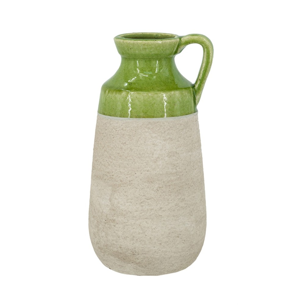 Artekko Candia Πράσινο Κεραμικό Βάζο με Μπεζ (15.5x14.5x30)cm