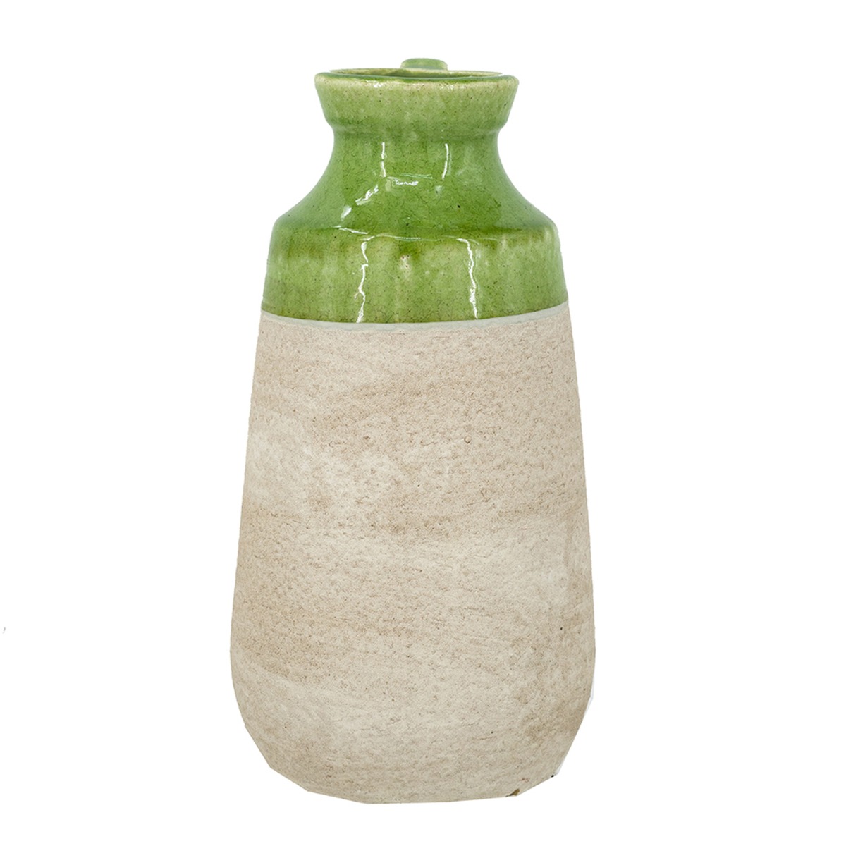 Artekko Candia Πράσινο Κεραμικό Βάζο με Μπεζ (15.5x14.5x30)cm