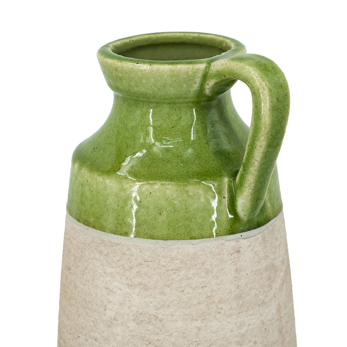 Artekko Candia Πράσινο Κεραμικό Βάζο με Μπεζ (15.5x14.5x30)cm