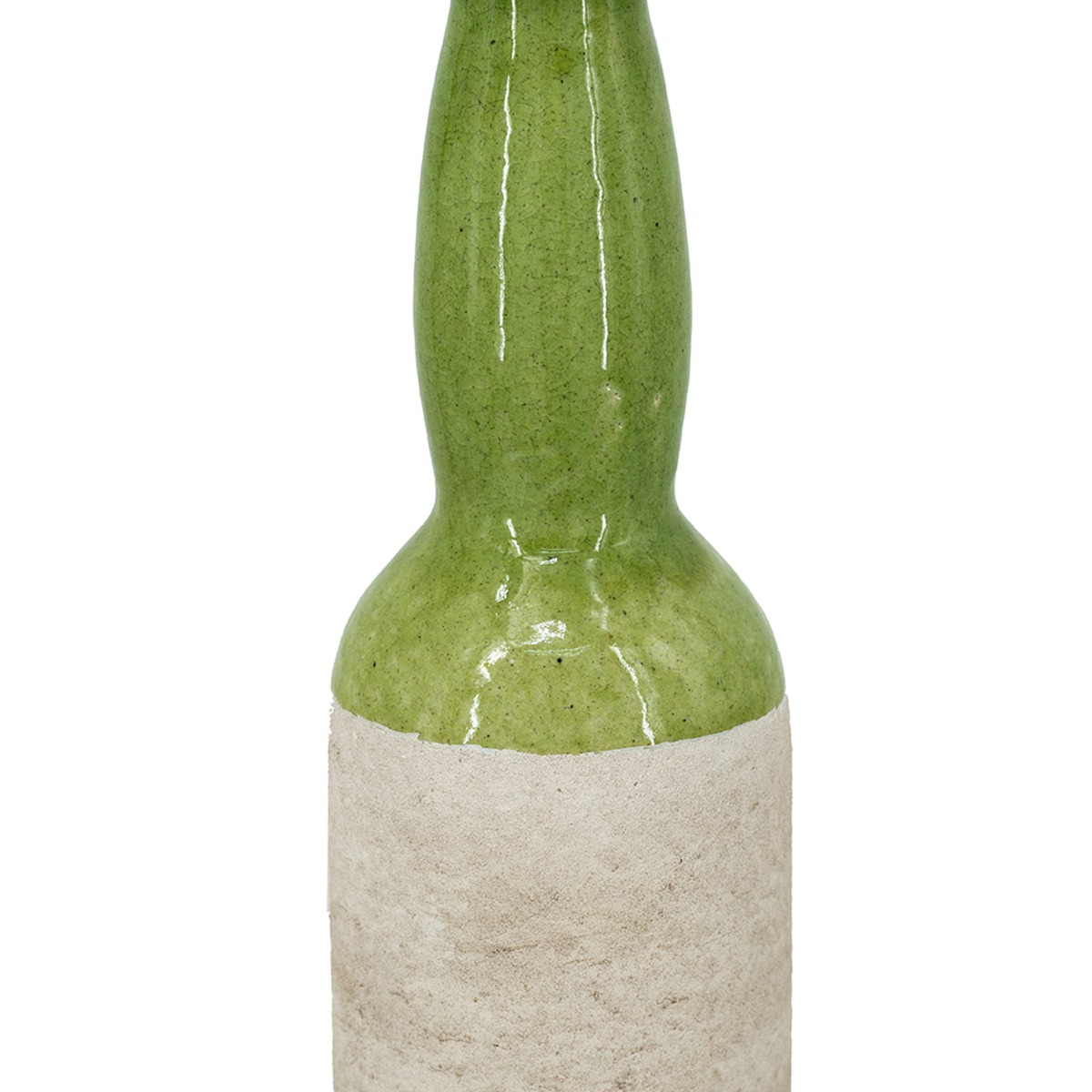 Artekko Candia Πράσινο Κεραμικό Βάζο με Μπεζ (9.5x9.5x35)cm