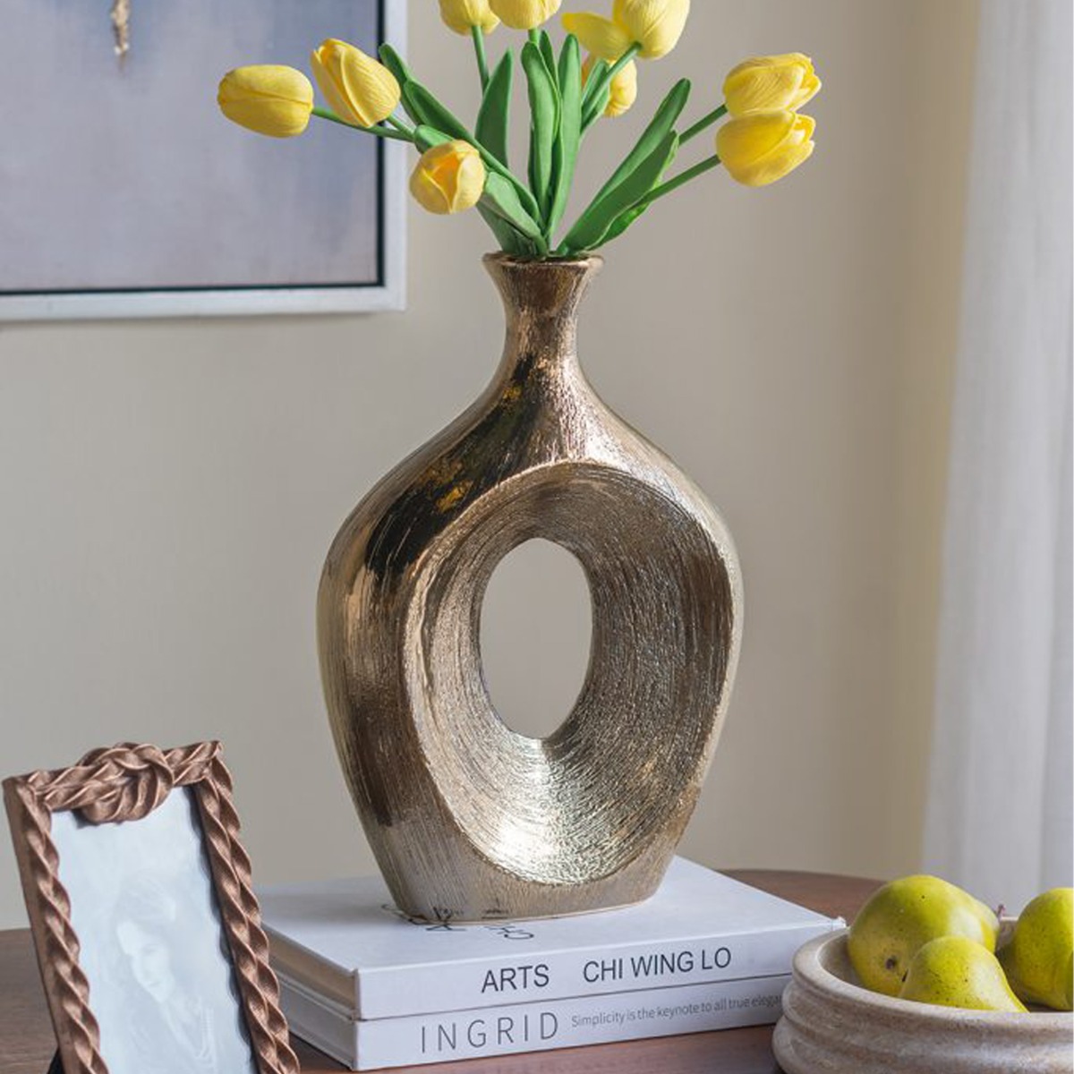 Artekko Lidded Μπρονζέ Κεραμικό Βάζο (23x8x33.5)cm