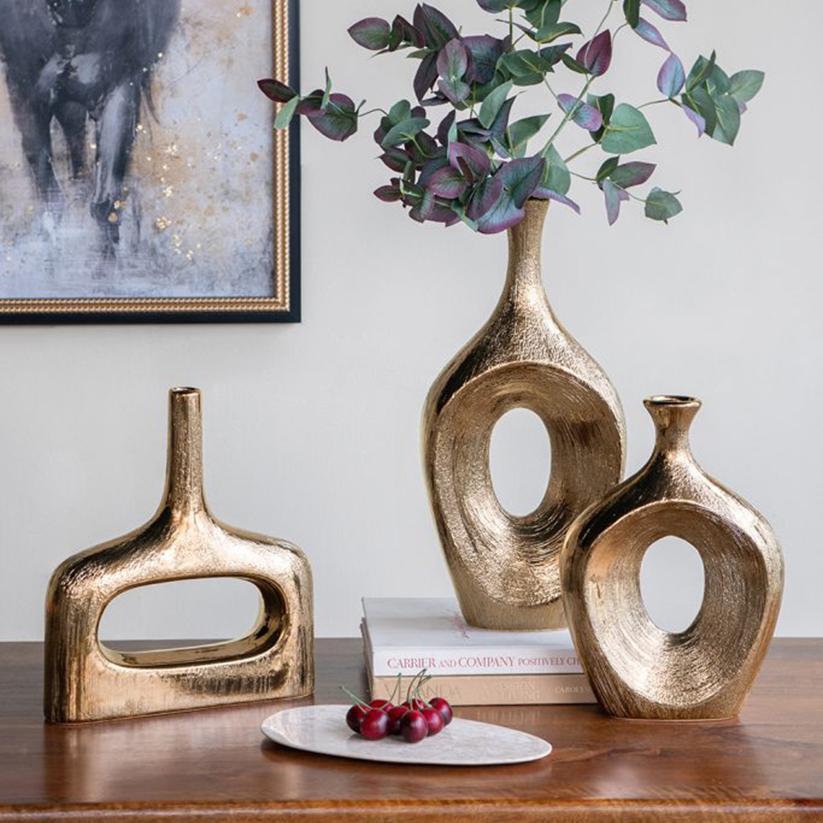 Artekko Lidded Μπρονζέ Κεραμικό Βάζο (23x8x33.5)cm