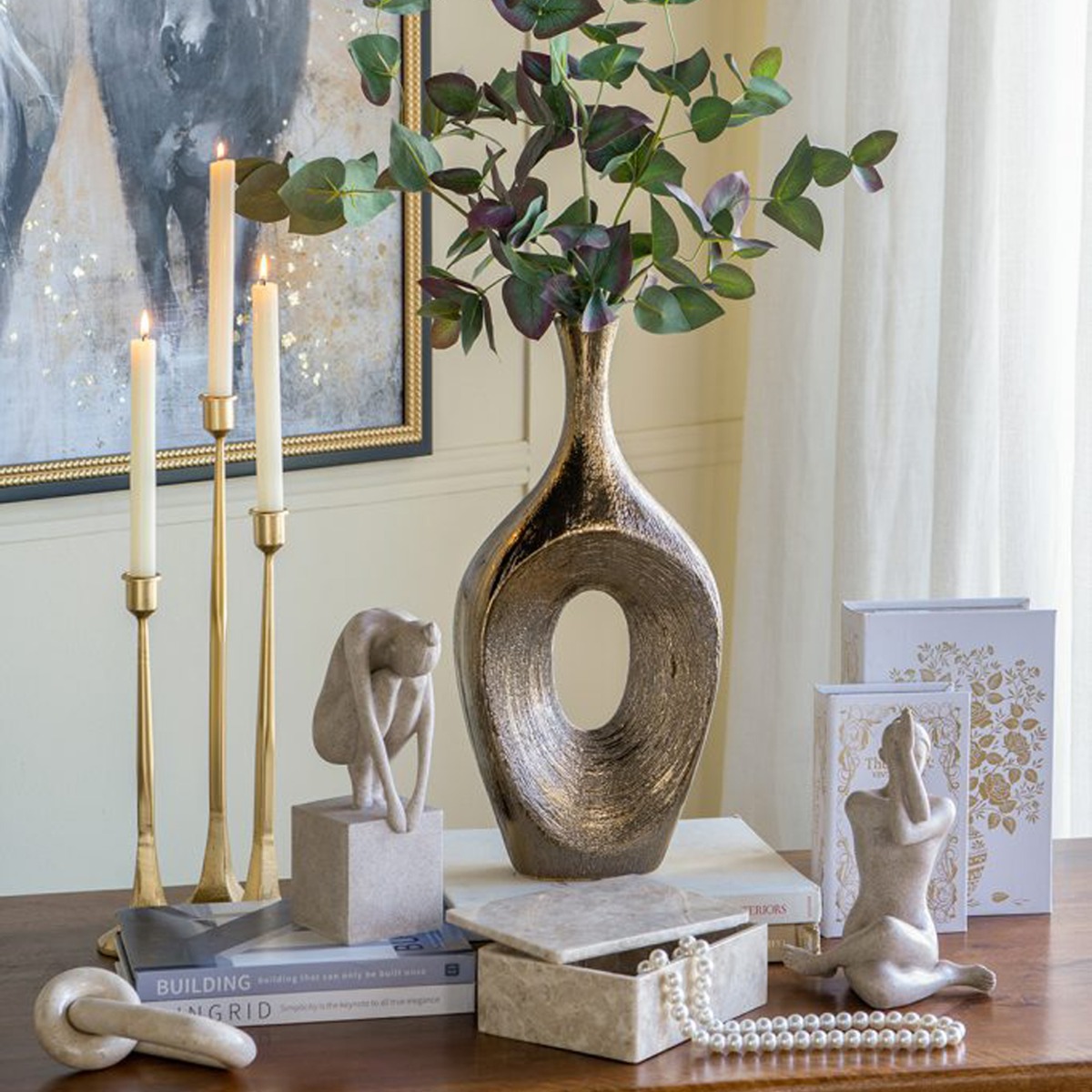 Artekko Lidded Μπρονζέ Κεραμικό Βάζο (23x9x48)cm