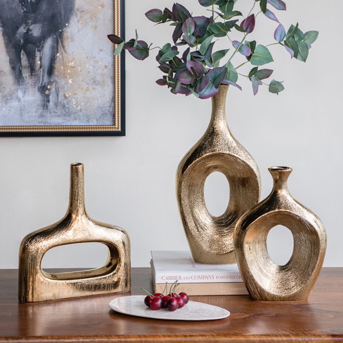 Artekko Lidded Μπρονζέ Κεραμικό Βάζο (23x9x48)cm