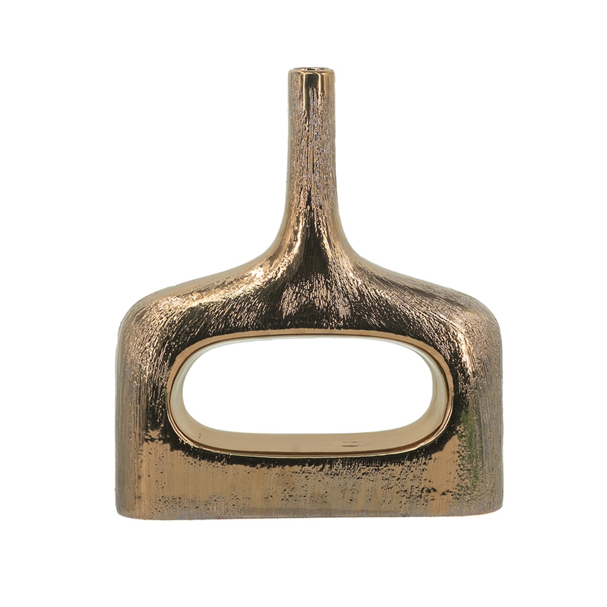 Artekko Lidded Μπρονζέ Κεραμικό Βάζο (23x7x33)cm