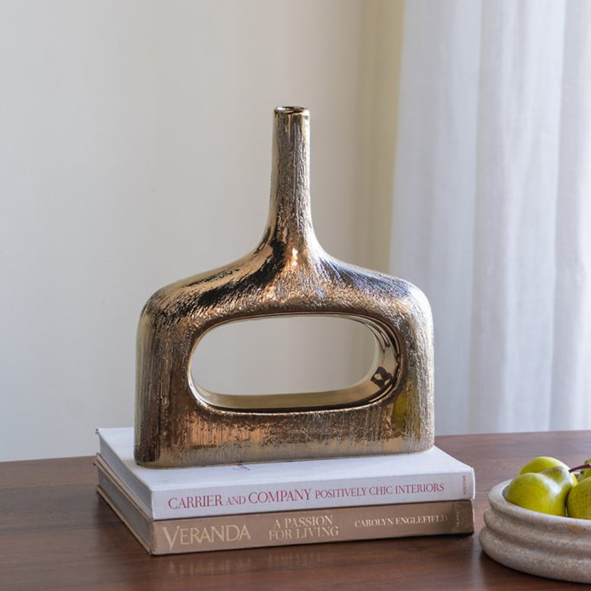 Artekko Lidded Μπρονζέ Κεραμικό Βάζο (23x7x33)cm