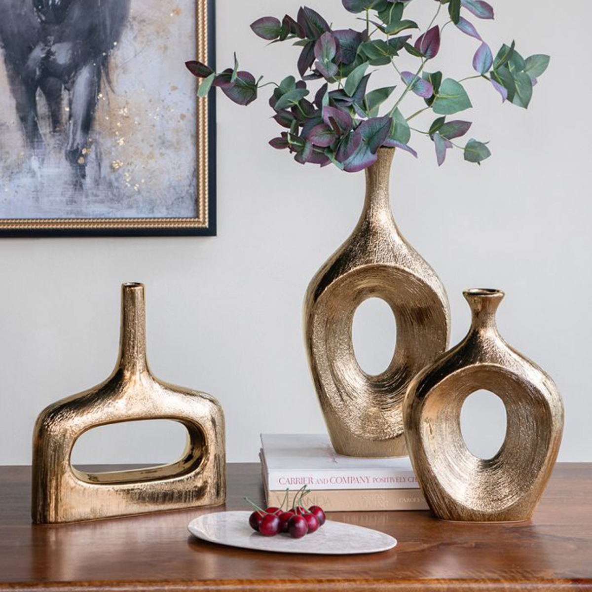 Artekko Lidded Μπρονζέ Κεραμικό Βάζο (23x7x33)cm