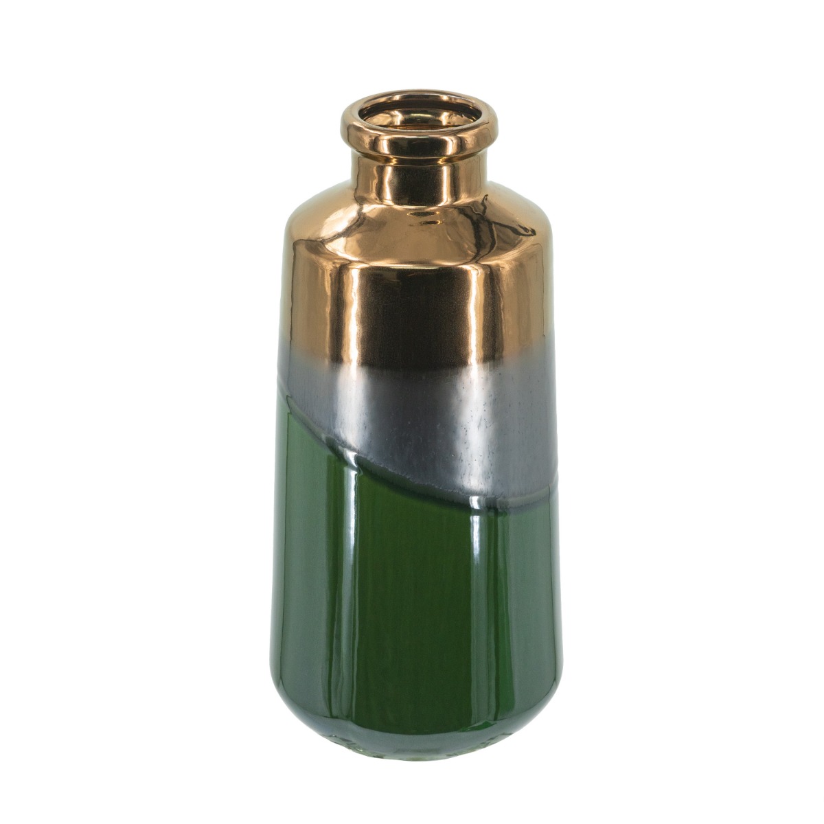 Artekko Electric Κεραμικό Βάζο σε Πράσινο με Μπρονζέ (14x14x30)cm Artekko Electric Κεραμικό Βάζο σε Πράσινο με Μπρονζέ (14x14x30)cm