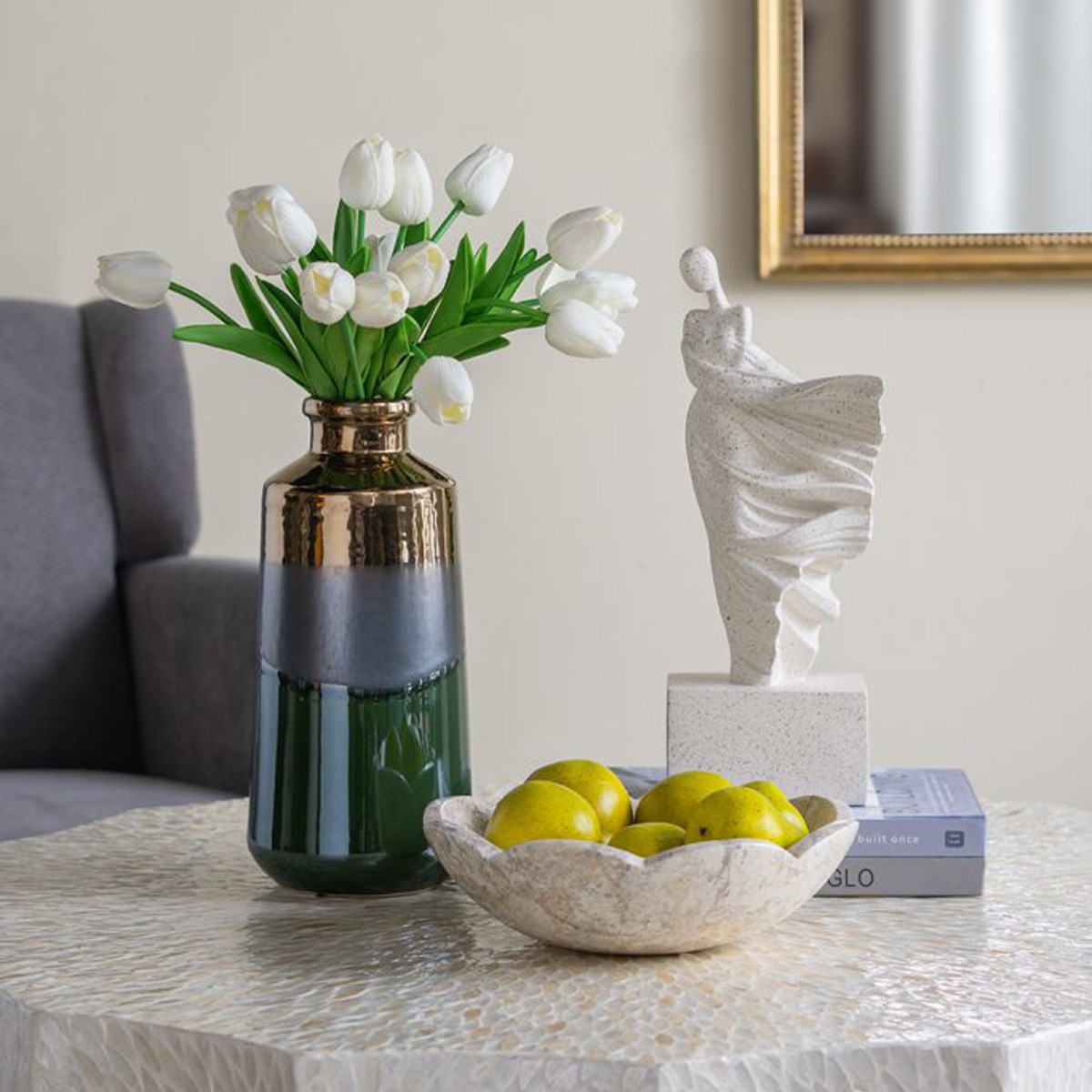 Artekko Electric Κεραμικό Βάζο σε Πράσινο με Μπρονζέ (14x14x30)cm Artekko Electric Κεραμικό Βάζο σε Πράσινο με Μπρονζέ (14x14x30)cm