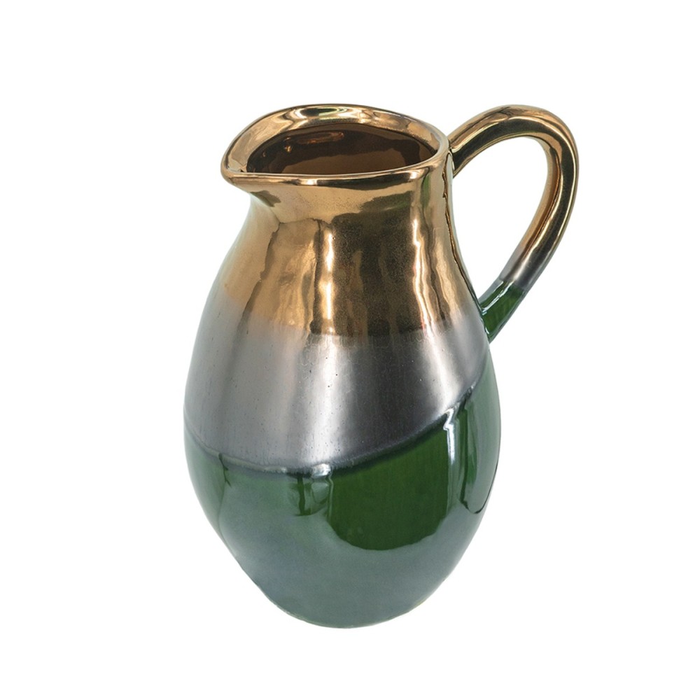 Artekko Electric Κεραμικό Βάζο Κανάτα σε Πράσινο με Μπρονζέ (20.5x16x25)cm Artekko Electric Κεραμικό Βάζο Κανάτα σε Πράσινο με Μπρονζέ (20.5x16x25)cm