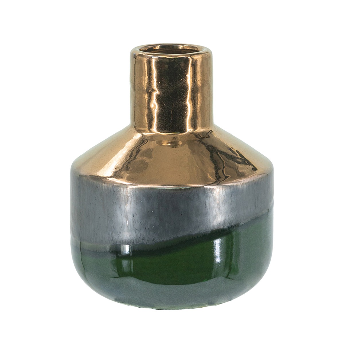 Artekko Electric Κεραμικό Βάζο σε Πράσινο με Μπρονζέ (15.5x15.5x20)cm Artekko Electric Κεραμικό Βάζο σε Πράσινο με Μπρονζέ (15.5x15.5x20)cm