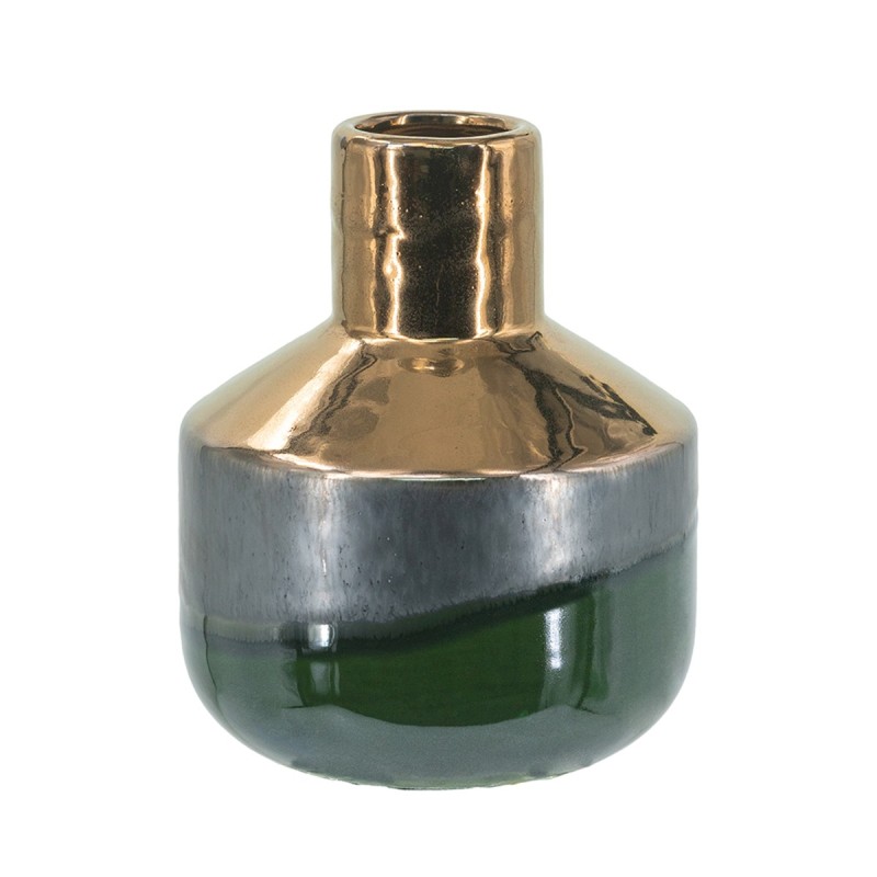 Artekko Electric Κεραμικό Βάζο σε Πράσινο με Μπρονζέ (15.5x15.5x20)cm Artekko Electric Κεραμικό Βάζο σε Πράσινο με Μπρονζέ (15.5x15.5x20)cm