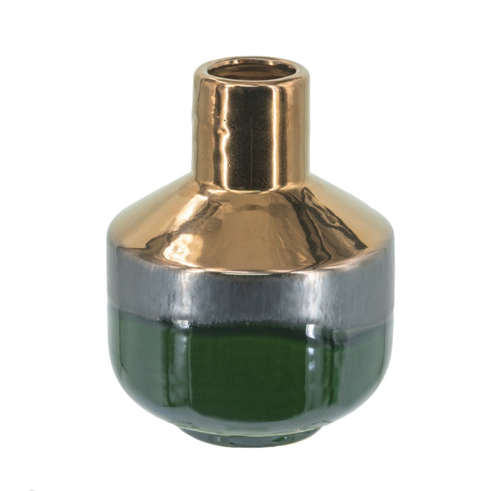 Artekko Electric Κεραμικό Βάζο σε Πράσινο με Μπρονζέ (15.5x15.5x20)cm Artekko Electric Κεραμικό Βάζο σε Πράσινο με Μπρονζέ (15.5x15.5x20)cm