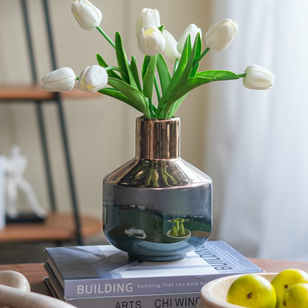 Artekko Electric Κεραμικό Βάζο σε Πράσινο με Μπρονζέ (15.5x15.5x20)cm Artekko Electric Κεραμικό Βάζο σε Πράσινο με Μπρονζέ (15.5x15.5x20)cm