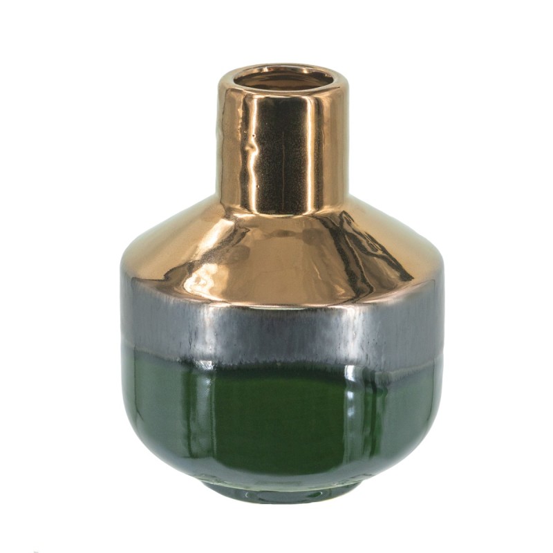 Artekko Electric Κεραμικό Βάζο σε Πράσινο με Μπρονζέ (15.5x15.5x20)cm Artekko Electric Κεραμικό Βάζο σε Πράσινο με Μπρονζέ (15.5x15.5x20)cm