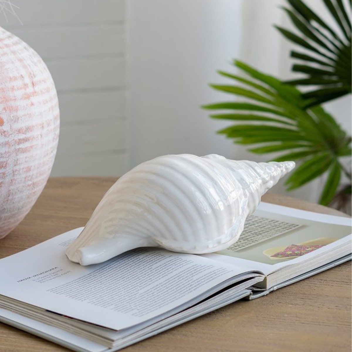 Artekko Andes Λευκό Κεραμικό Επιτραπέζιο Διακοσμητικό Κοχύλι (31x15x11)cm