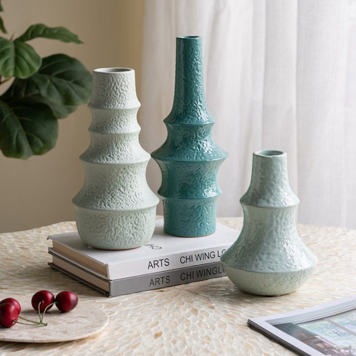 Artekko Andes Γαλάζιο Κεραμικό Βάζο (14x14x20.5)cm