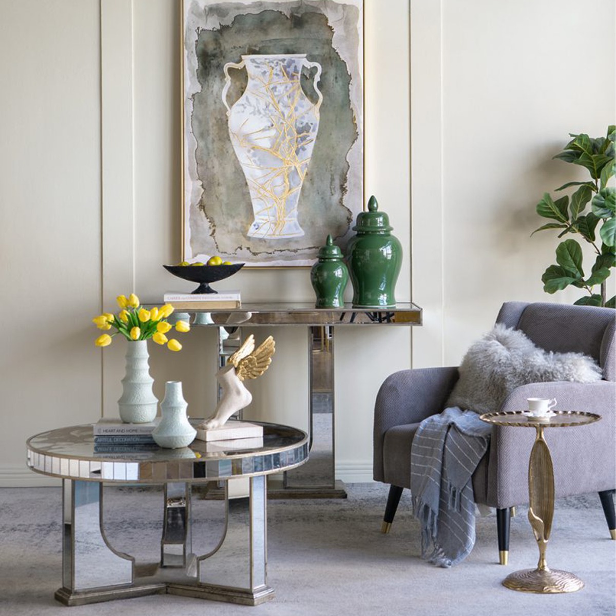 Artekko Andes Γαλάζιο Κεραμικό Βάζο (14x14x20.5)cm