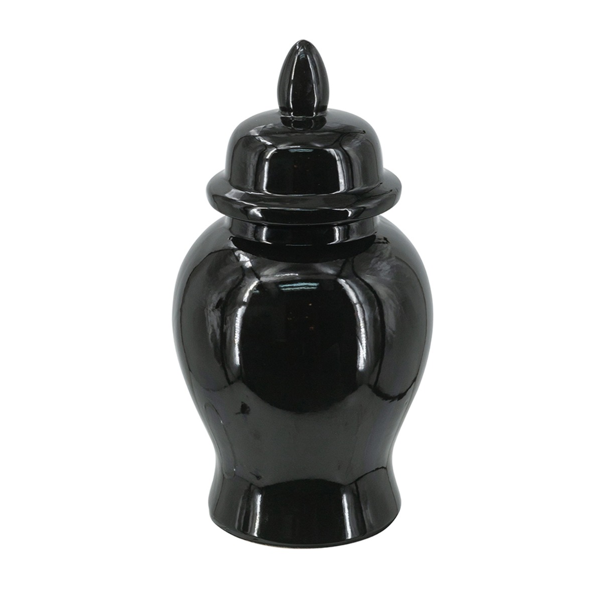 Artekko Melania Μαύρο Κεραμικό Διακοσμητικό Δοχείο Βάζο με Καπάκι (16x16x31)cm