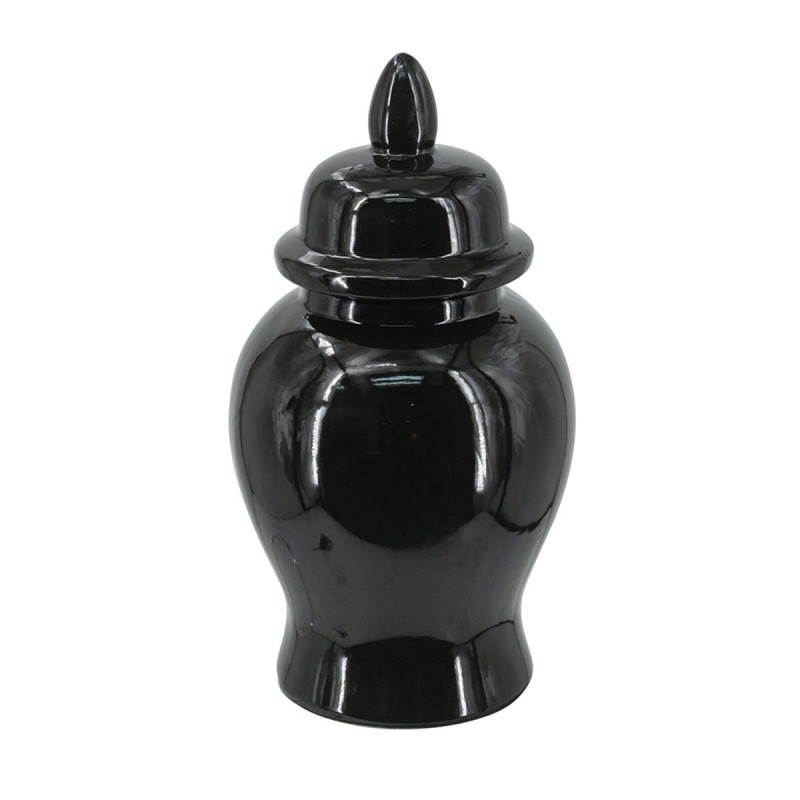 Artekko Melania Μαύρο Κεραμικό Διακοσμητικό Δοχείο Βάζο με Καπάκι (16x16x31)cm