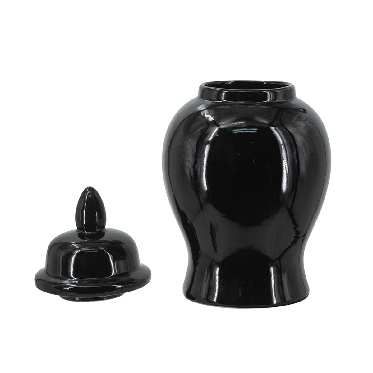 Artekko Melania Μαύρο Κεραμικό Διακοσμητικό Δοχείο Βάζο με Καπάκι (16x16x31)cm