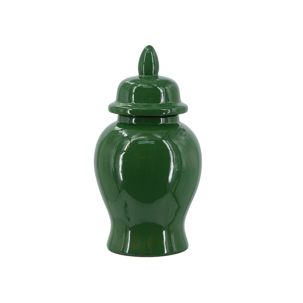 Artekko Melania Πράσινο Κεραμικό Διακοσμητικό Δοχείο Βάζο με Καπάκι (16x16x31)cm
