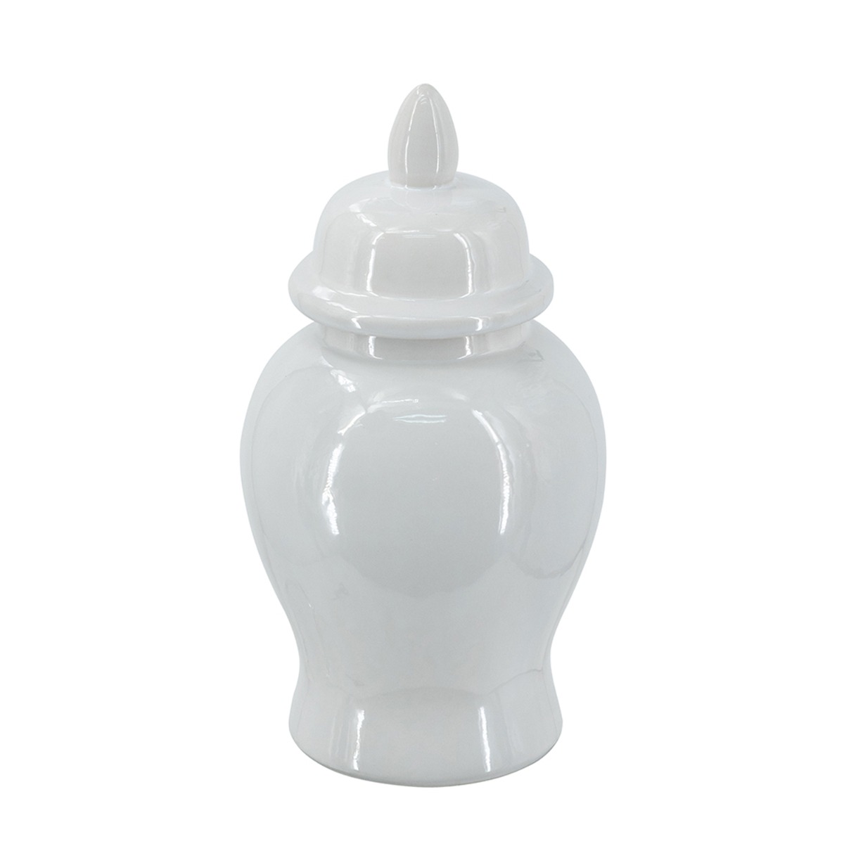 Artekko Melania Λευκό Κεραμικό Διακοσμητικό Δοχείο Βάζο με Καπάκι (16x16x31)cm
